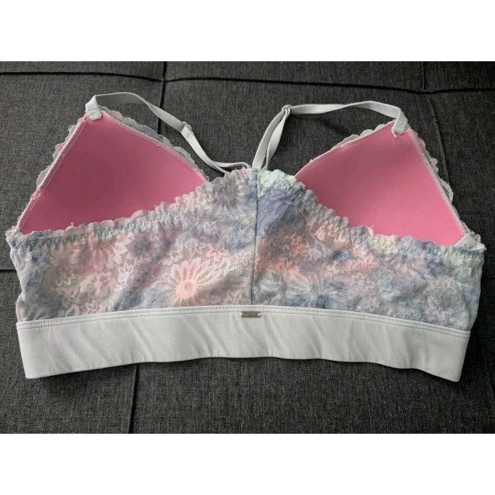 Victoria's Secret PINK Women Bra Large Pastel Multicolor Blue Lightly Lined